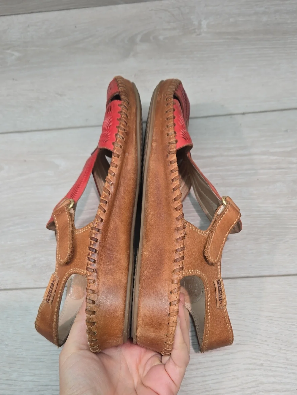 Pikolinos Women Puerto Vallarta scarlet Leather Sandals Clog Shoes Sz 39/8.5